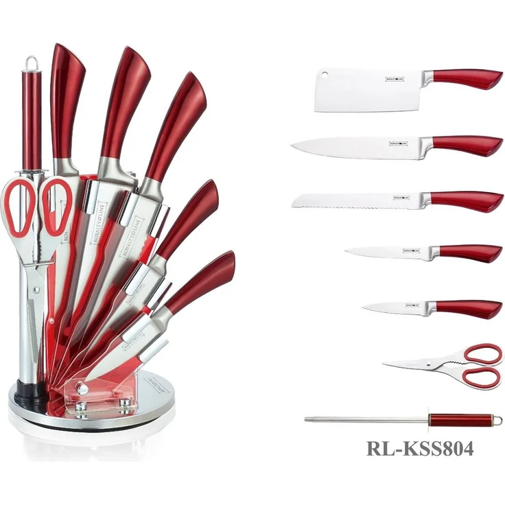 Messer Kochmesser Messerständer Messerset 8-tlg. Royalty Line rot RL-KSS804 – Bild 1