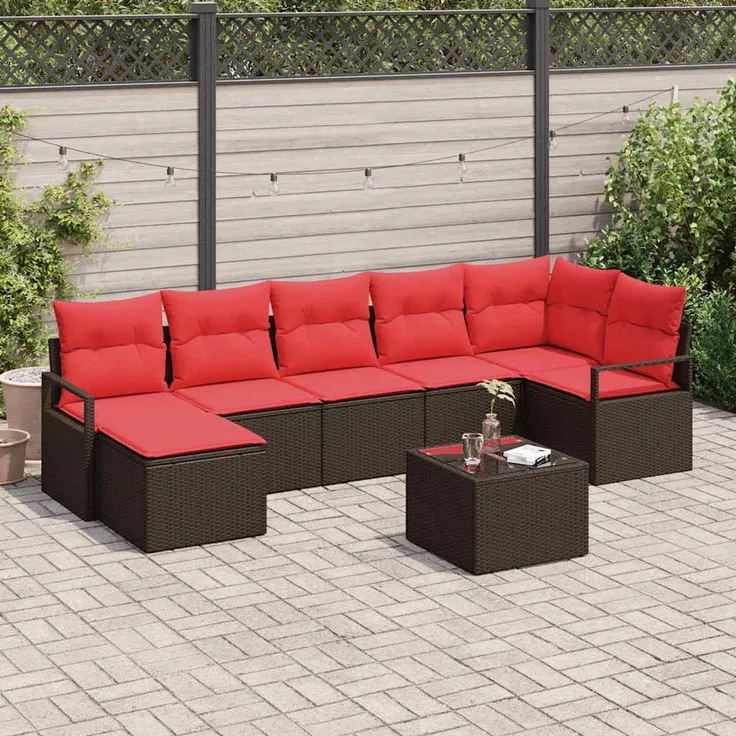vidaXL Sofa Set 8 stk. Braun [Synthetisch]: Poly Rattan 3346484