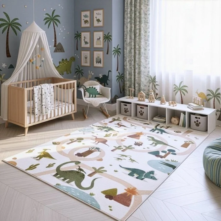 SIMPEX24 Teppich Bunte Dino Welt, Rechteckig, Höhe: 8 mm, Teppich Kinderzimmer – Bild 4