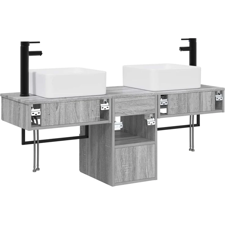 vidaXL Badezimmerschrank-Set 3 stk. Grau Sonoma 130 x 41 x 80 cm 3405603 – Bild 8