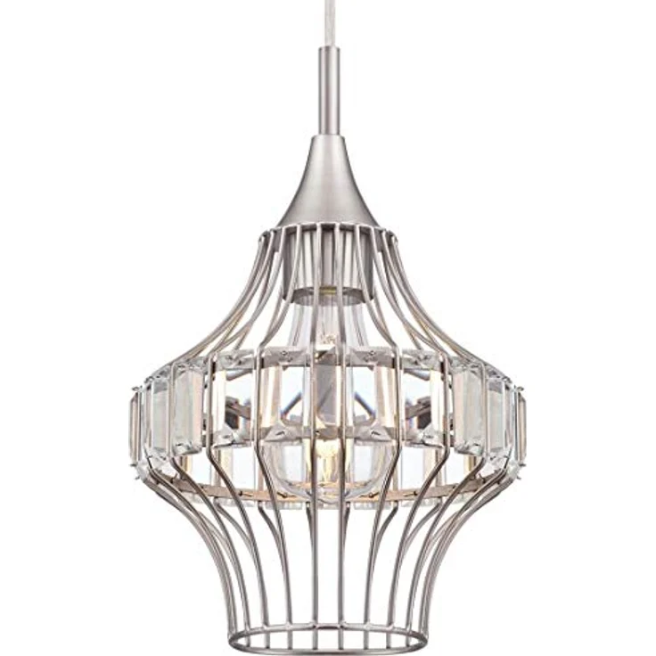 Westinghouse Pendelleuchte Shannon, gebürstetes Nickel, Kristallprismen, 20 cm Durchmesser, längenverstellbares Kabel – Bild 3