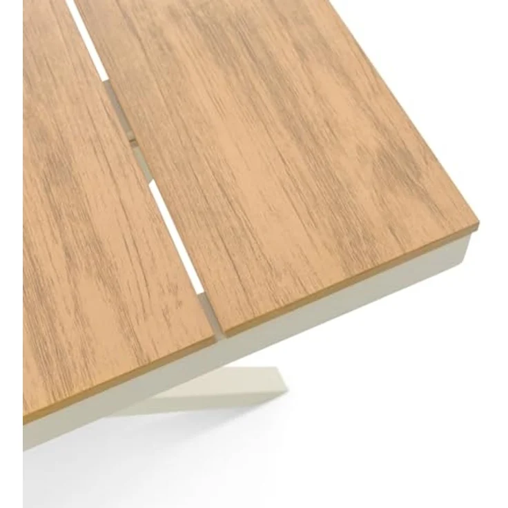IDIMEX Gartentisch ISOLA, 180x100 cm mit Alu Gestell & Tischplatte in Holzoptik weiß/natur – Bild 5