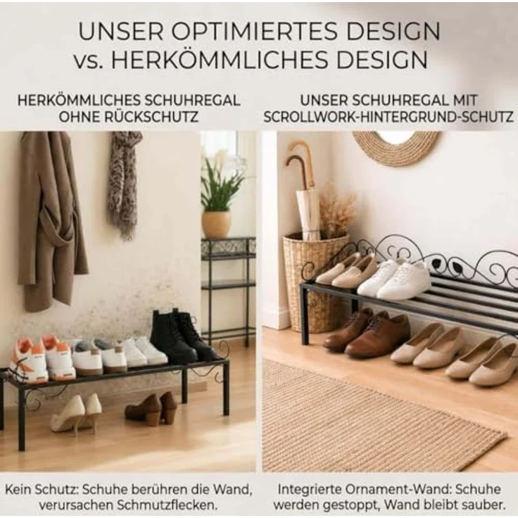 DanDiBo Schuhregal Metall Mi-1 Regal 92cm Schuhschrank Platzsparend 21237 Schuhablage Schmiedeeisen – Bild 3