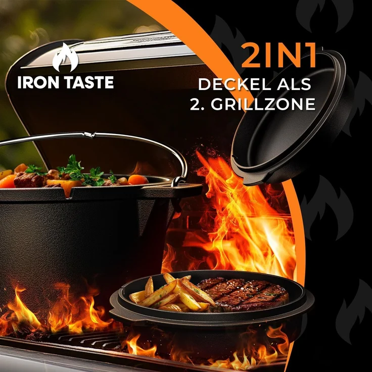 Dutch Oven Iron Taste 9L mit Füßen Deckelheber – Bild 4