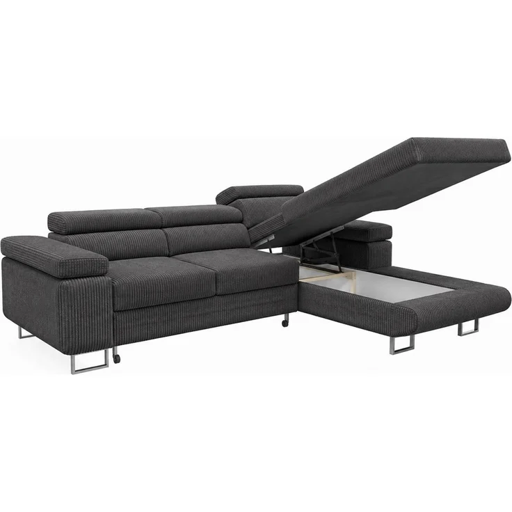 KRISAN MÖBEL Ecksofa PASSANO in Anthrazit 275 x 90 x 202 cm, rechte Ausführung mit Schlaffunktion und Bettkasten in – Bild 4