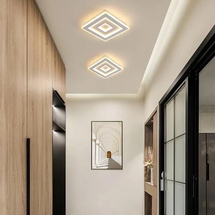 Comely LED Deckenleuchte Quadrat, 28cm 36W Moderne Deckenlampe Quadratisch Weiß LED Deckenbeleuchtung für Schlafzimmer, Wohnzimmer, Flur, Warmes Licht 3000K – Bild 9