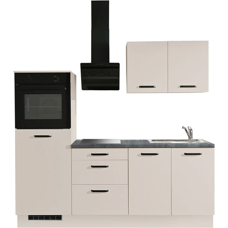 wiho Küchen Küchenzeile Compact: Kleines Format, große Ausstattung, optional mit E-Geräten, Variante mit Kühlschrank, Breite 210 cm – Bild 1
