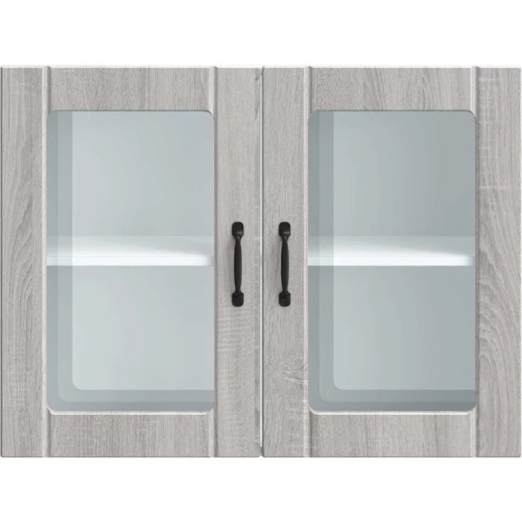 vidaXL Küchen-Hängeschrank mit Glastür Lucca Grau Sonoma Holzwerkstoff 853853 – Bild 5