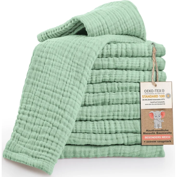 Laynenburg Spucktuch Baby 10er-Set in 30x50cm aus extra weichem Musselin - 100% Baumwolle, Musselin-tücher als Mulltücher, Mullwindeln oder Stoffwindeln