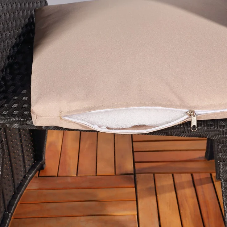 3tlg. Polyrattan Gartenset Sitzgruppe Gartenmöbel Sitzgarnitur Balkon schwarz – Bild 5