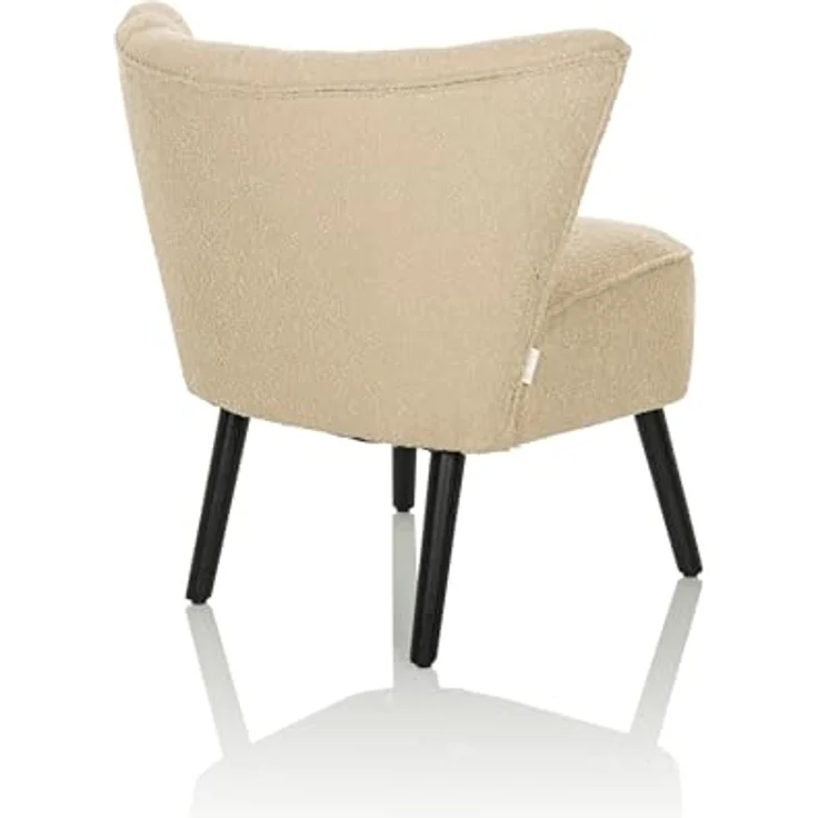 hjh LIVING Bequemer Polstersessel MANISO Teddy-Stoff Beige, Loungesessel Cocktailsessel gepolstert mit schwarzen Holzbeinen – Bild 8