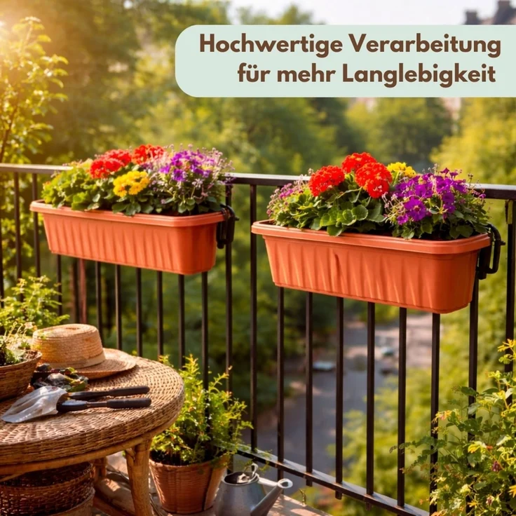 GarPet Balkonkasten 2er Set Blumenkasten Balkon 80 cm Balkonkasten mit Halterung – Bild 6