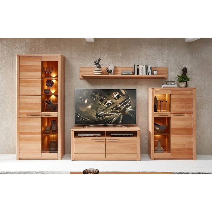 Stauraumvitrine >Nature One< 2 Türen, mit LED, FSC, Kernbuche teilmassiv - 85x203x40cm (B/H/T) – Bild 8