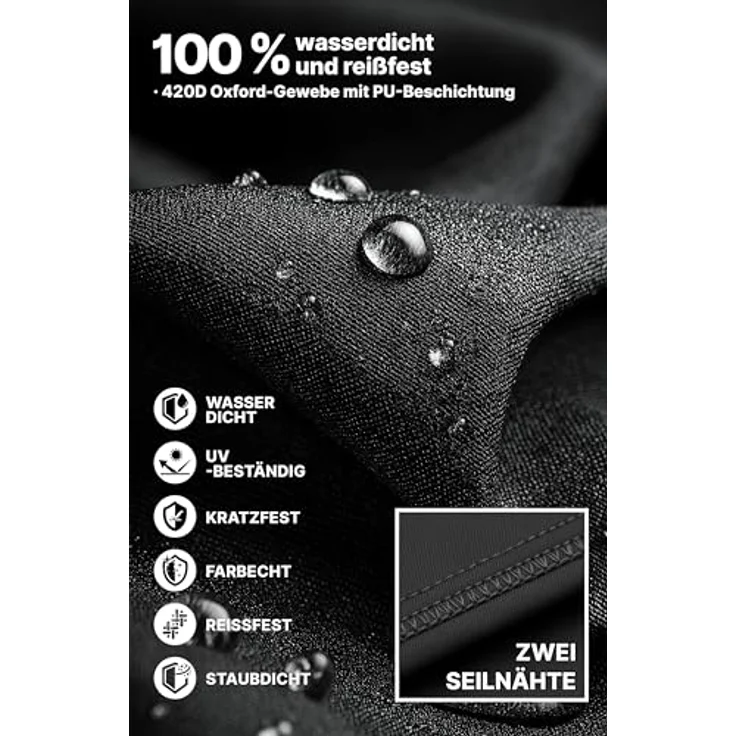 4smile Sonnenschirm Schutzhülle für 2 bis 5 m, 420D-Oxford-Stoff – Strapazierfähige Ampelschirm Schutzhülle, Wasserdicht, UV-beständig, Abdeckung für Garten & Außenbereich, Schwarz – Bild 4