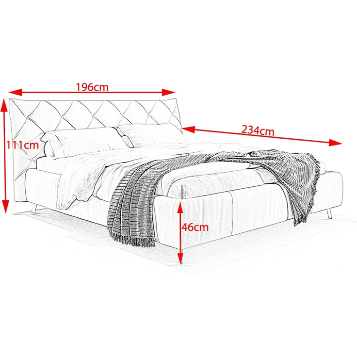 KAWOLA Bett ANNY Polsterbett Kopfteil niedrig Leder weiß 160x200cm – Bild 4