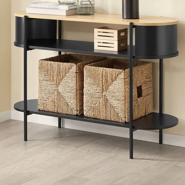 SoBuy FSB102-SCH Konsolentisch Flur, MDF, Melamin, Helle Eiche, 110 x 76 x 39 cm – Bild 5