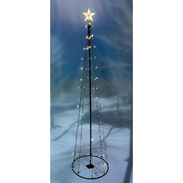 Mojawo Lichtervorhang XXL LED Metall Weihnachtsbaum mit Stern warmweiß 154 LEDs 240cm – Bild 1