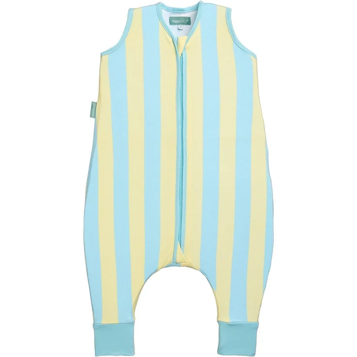 molis&co - Baby Schlafsack mit Füßen 0.5 TOG - Sommerschlafsack für Jungen - Kinder Babyschlafsack mit Beinen - 100% Baumwolle (Oeko-TEX 100), Premium Qualität - Blue Sunshine (90 cm)