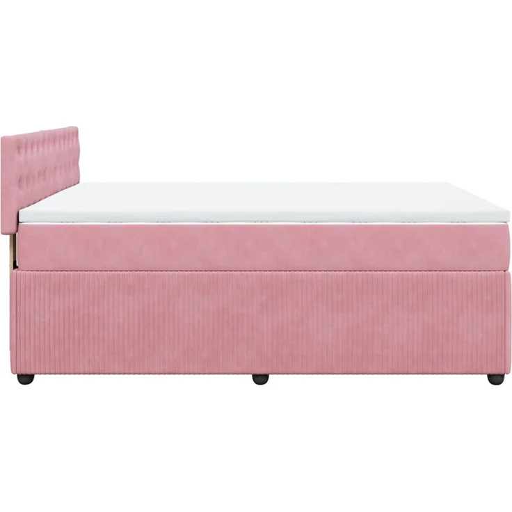 vidaXL Boxspringbett mit Matratze Rosa 140x200 cm Samt 3290075 – Bild 7