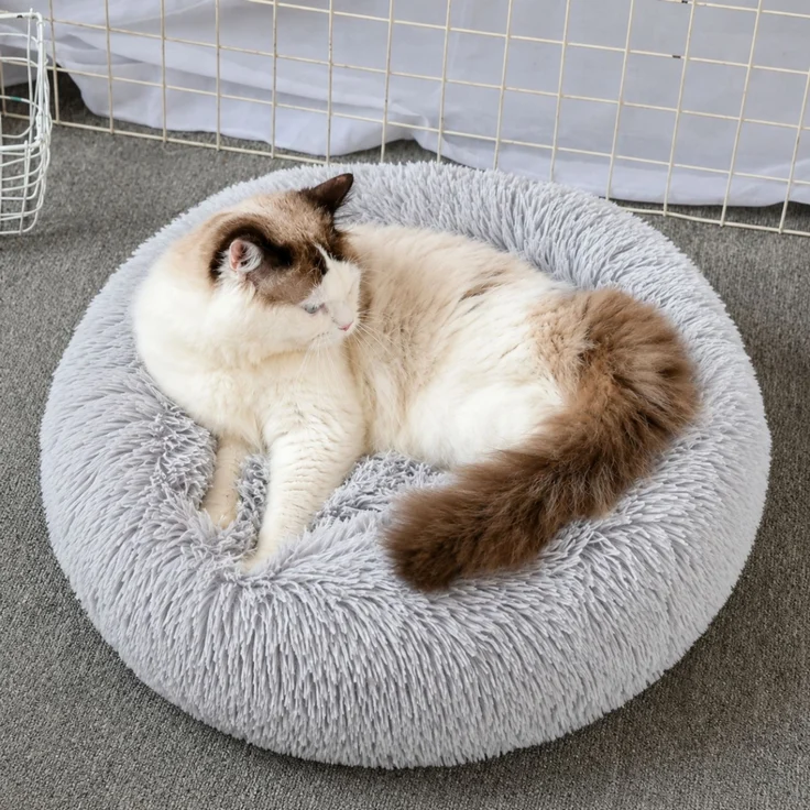 Hundebett Katzenbett 60 cm Durchmesser Haustierbett in Grau – Bild 3