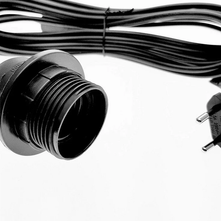 TRANGO LED Pendelleuchte, 3er Pack 1011-500B Lampenfassung mit ON/OFF Schalter - E27 Fassung schwarz mit 5m Netzkabel I Schraubring I Schalter, Lampenaufhängung I Pendelleuchte I Hängeleuchte – Bild 3