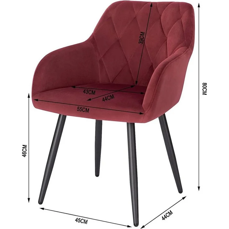 Woltu Esszimmerstuhl (4 St), Sessel mit Armlehne Rückenlehne, mit Samtbezug – Bild 3