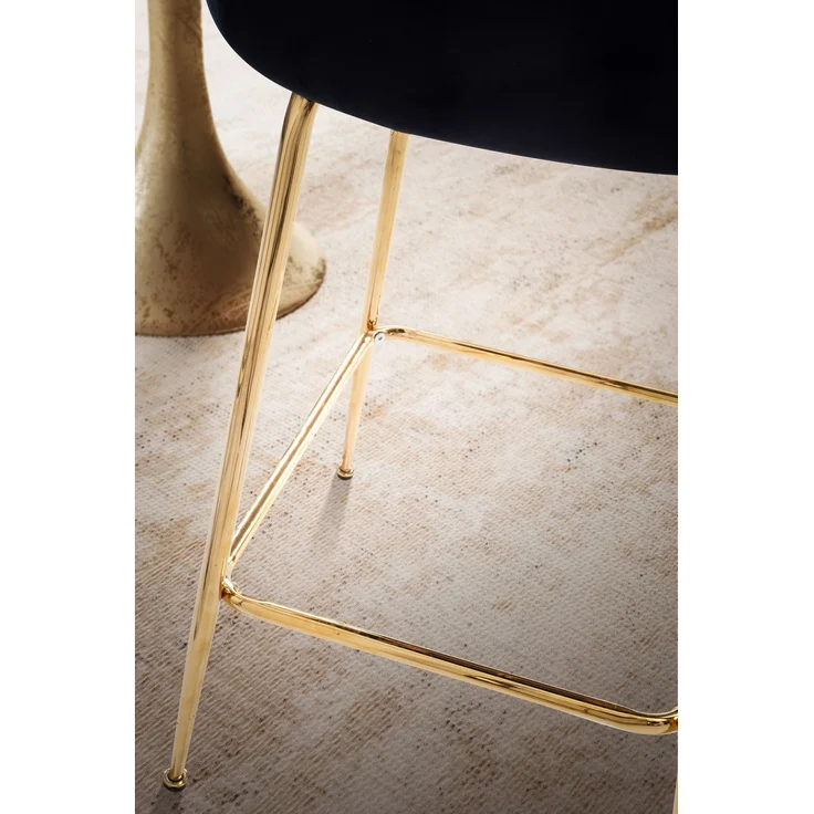 Barhocker 2er Set Samt Schwarz mit Lehne Goldene Beine Skandinavisch 110kg – Bild 6