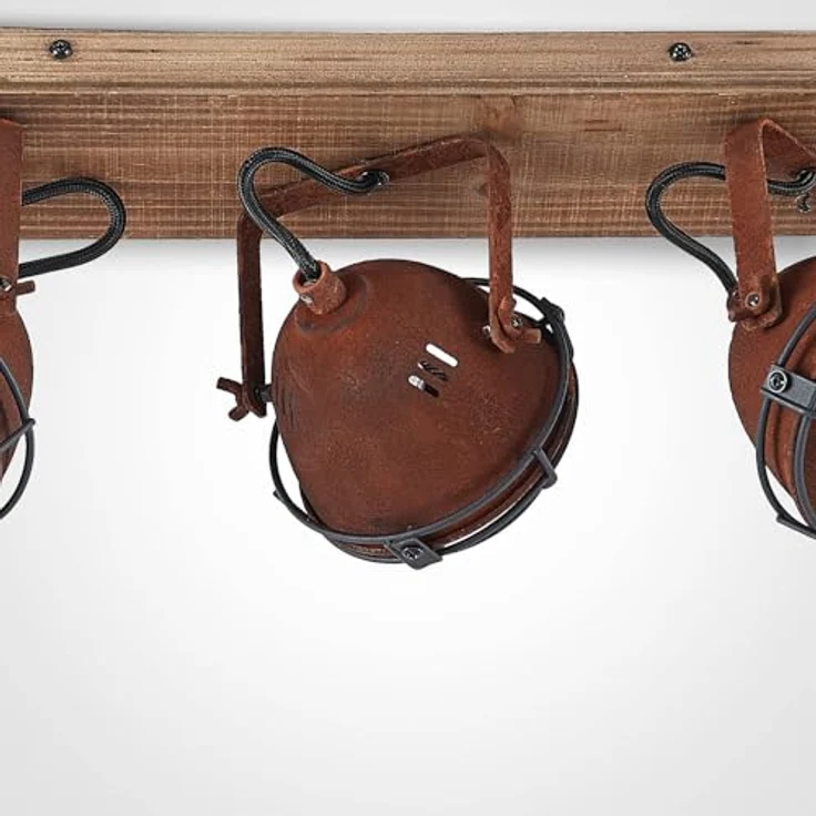 Lindby Farovi Deckenstrahler, Vintage Industriell in Braun aus Holz, 3-flammig GU10 - Deckenlampe für Wohnzimmer und Esszimmer – Bild 5
