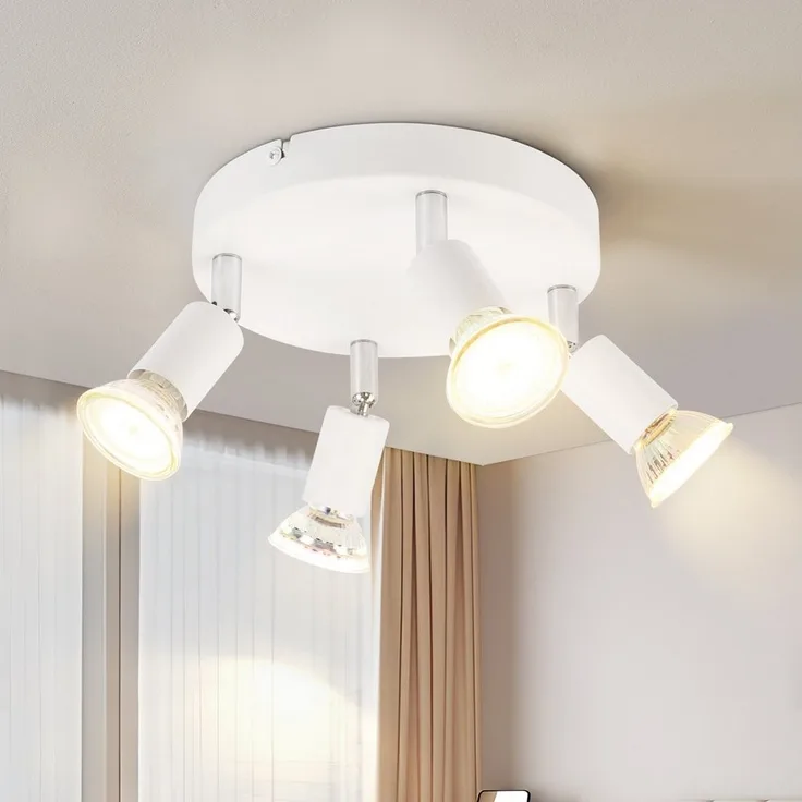 Nettlife Deckenstrahler Deckenlampe Weiß 4 Flammig GU10 LED Deckenspots Modern, Schwenkbar 330°, LED wechselbar, Wohnzimmerlampe Metall für Schlafzimmer Küche Flur Esszimmer