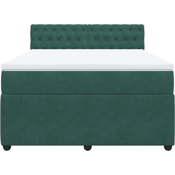 vidaXL Boxspringbett mit Matratze Dunkelgrün 160x200 cm Samt 3287791 – Bild 4