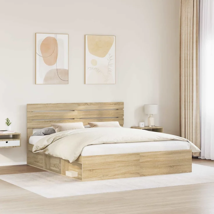 vidaXL Bettrahmen Sonoma 180 x 200 cm Massives Kiefernholz 3411385 – Bild 2