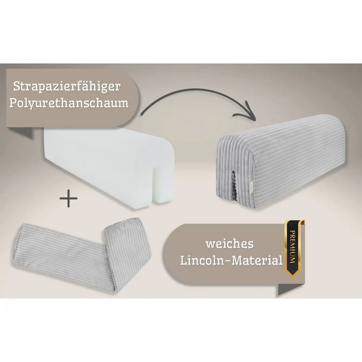 Bettkantenschutz für Kinderbetten 90 cm - Schutz für Bettrahmen Baby Bett rausfallschutz für boxspringbett bettgitter mit Bezug Kantenschutz Kinder Babybett Hellgrau – Bild 3