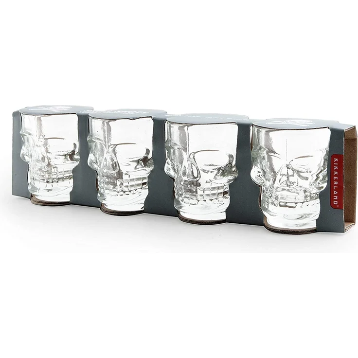 Kikkerland GL06 Schnapsglas Skull im 4-er Set – Bild 1