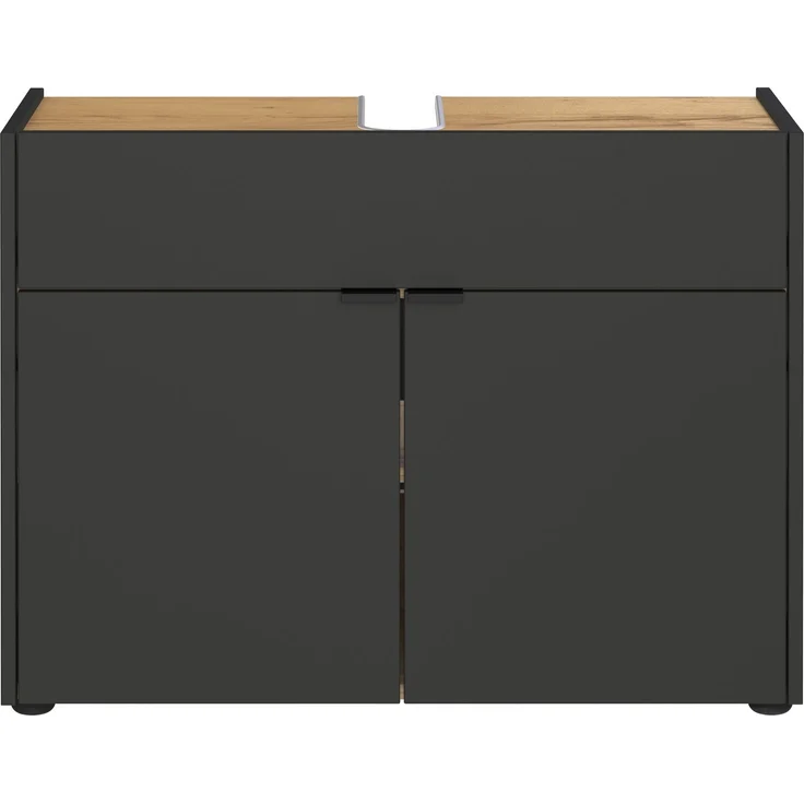Germania Waschbeckenunterschrank 4497-549 GW-Forano, in Graphit/Navarra-Eiche-Nb, mit Siphonausschnitt, 80 x 60 x 34 cm (BxHxT) – Bild 2