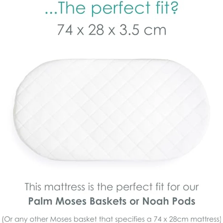 Clair de Lune Gesteppte Noah Pod/Palm Moses-Korb-Matratze – 74x28 cm – Bild 3