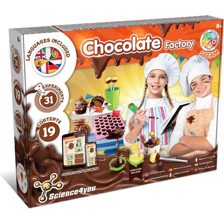 Science4you Schokoladenfabrik für Kinder 8+ Jahren - Lernspiel mit 31 Wissenschaftliche Experimente: Kekse und Pralinen herstellen - Kinderküchenspiel für Kinder ab 8 Jahren