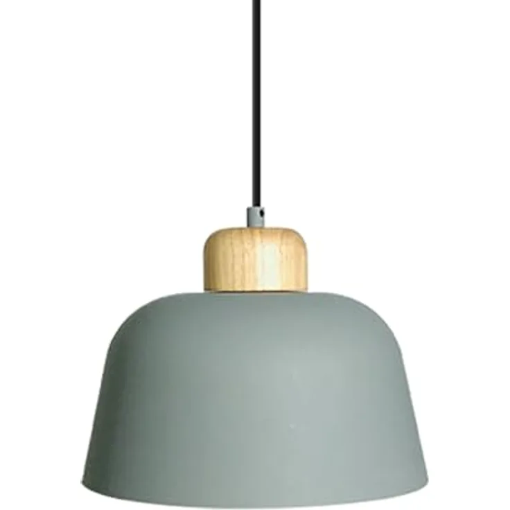 LEDKIA LIGHTING Wawak, Hängeleuchte aus Metall und Holz, Gängige E27-LED-Optionen, Celadongrün, ideal für Wohnzimmer, Küche und Schlafzimmer