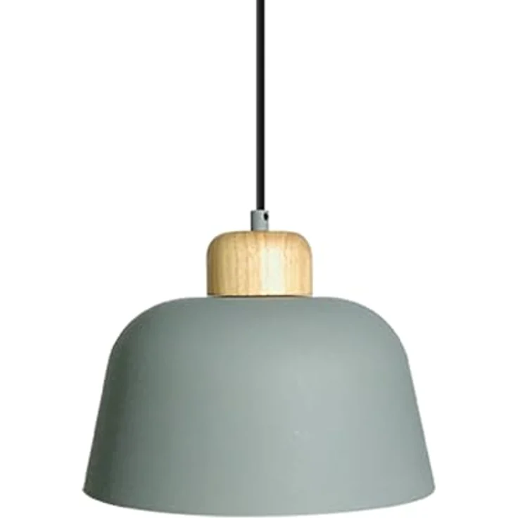 LEDKIA LIGHTING Wawak, Hängeleuchte aus Metall und Holz, Gängige E27-LED-Optionen, Celadongrün, ideal für Wohnzimmer, Küche und Schlafzimmer – Bild 1