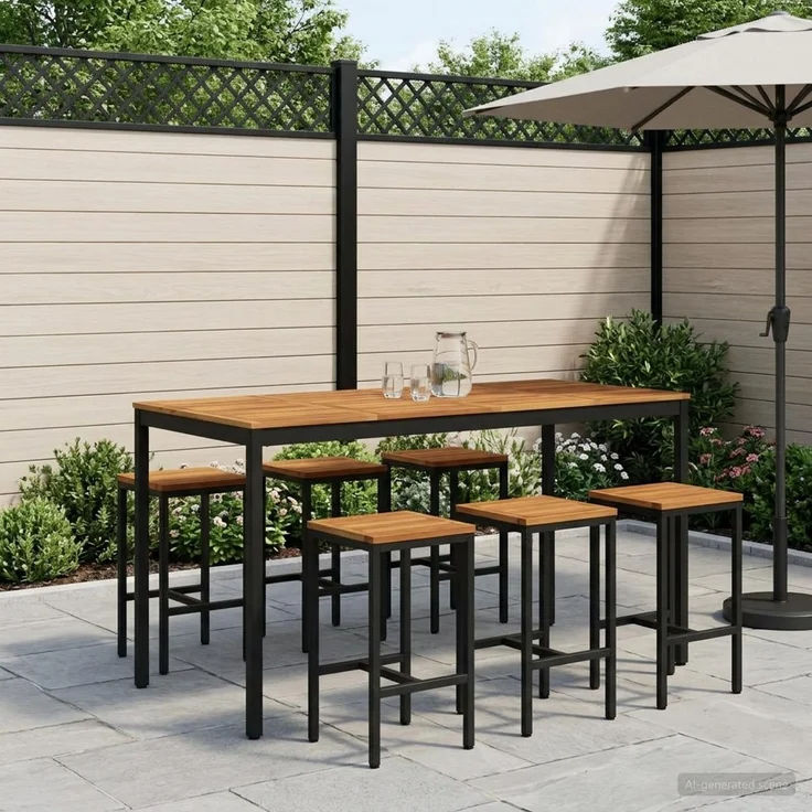 vidaXL Gartenbar-Tisch NAARDEN Weiß gewaschen und Schwarz 901786 – Bild 1