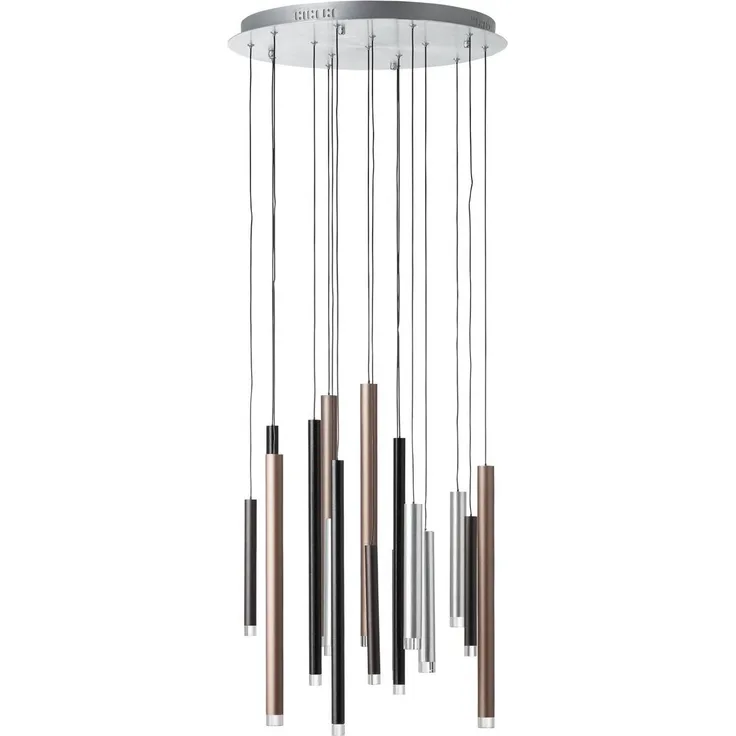 BRILLIANT Cembalo LED Pendelleuchte, dimmbar in 3 Stufen, Deckenlampe höhenverstellbar, warmweißes Licht, energiesparend und langlebig, Hängelampe Esszimmer, 16 flammig, modern in Kaffee Braun