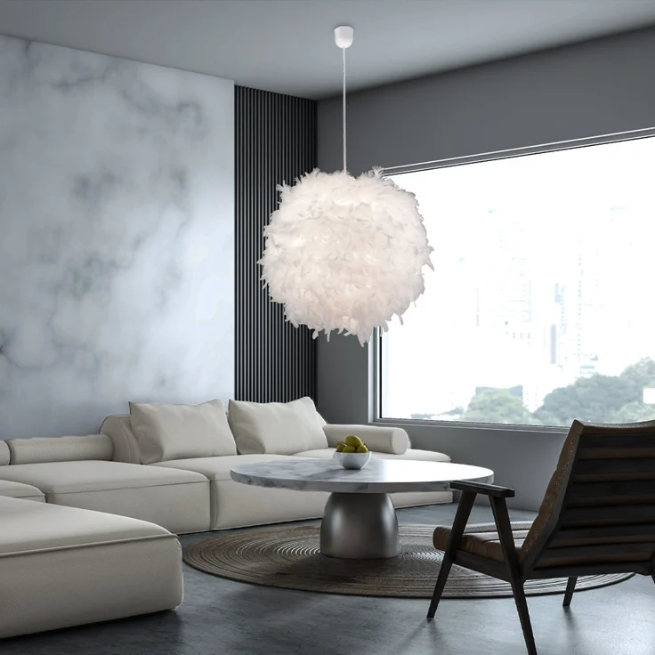 Pendelleuchte, Feder-Design, weiß, D 60 cm – Bild 5