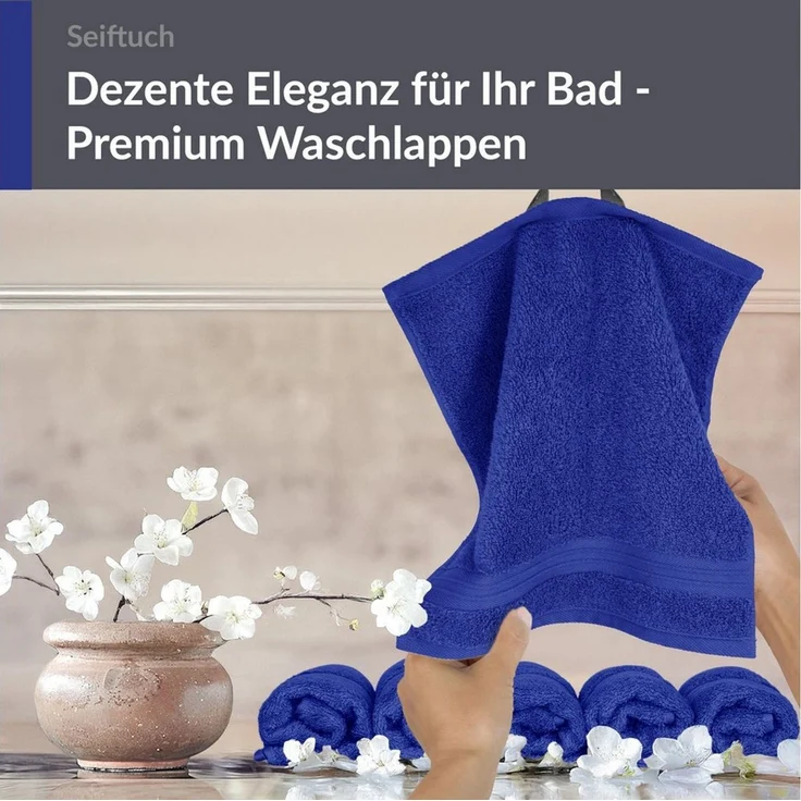 Lashuma Waschlappen - Seiftücher Linz, (Spar-Set, 6-St), Frottee Handtuchset blau 30x30 cm – Bild 2