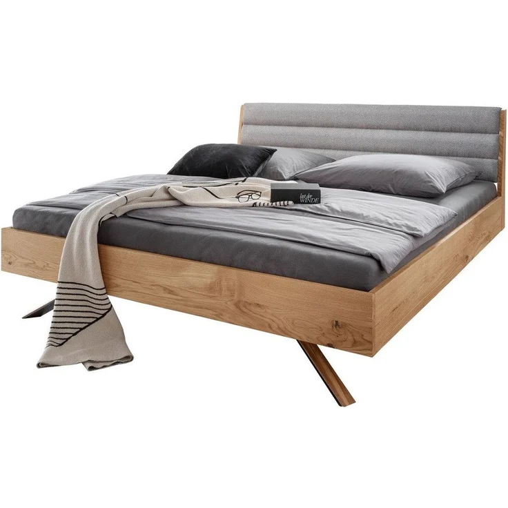Doppelbett 180x200cm 'Combo II' Wildeiche geölt Polsterkopfteil – Bild 5