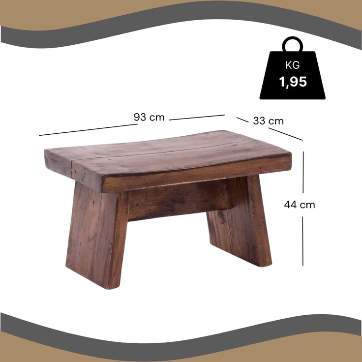 DESIGN DELIGHTS Hocker NOSTALGISCHER FUßHOCKER "SCHEMEL", Altholz massiv, Holzhocker, Farb – Bild 2