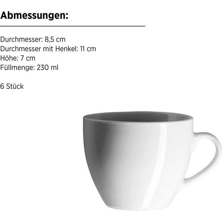 MÄSER Tasse BARCA, Kaffeetassen Set, Porzellan, 12-tlg, Porzellan – Bild 3