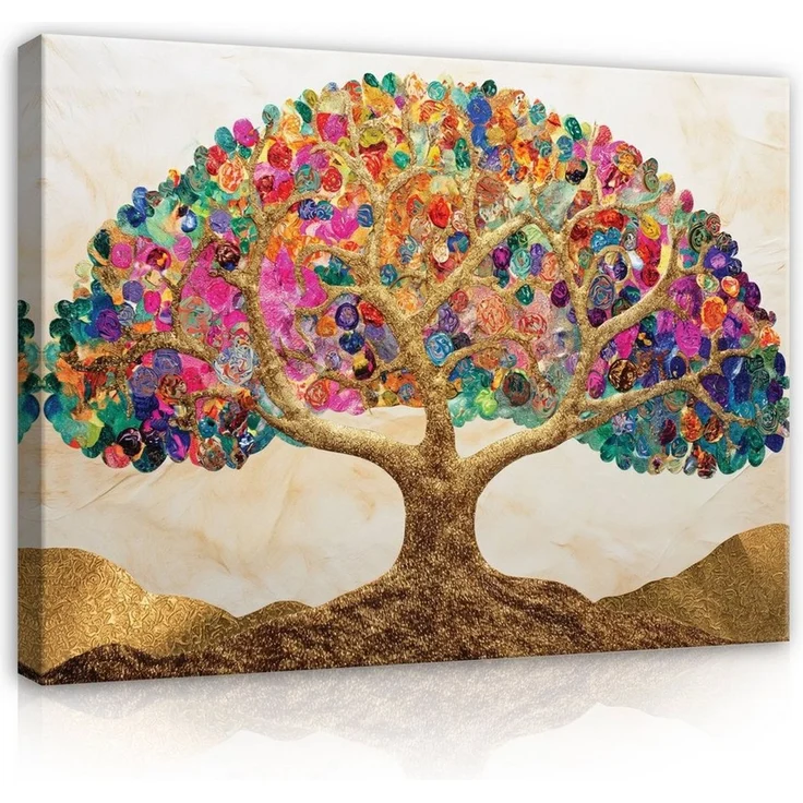 Wallarena Leinwandbild Baum Abstrakt Modern Natur Schlafzimmer, Wohnzimmer 100x70 cm, Baum, 100x70 cm – Bild 1