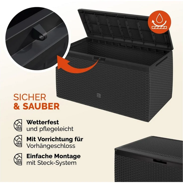 Casaria 'Rato Plus' Gartentruhe | 100 kg | Smart Click System, Kunststoff anthrazit – Bild 2