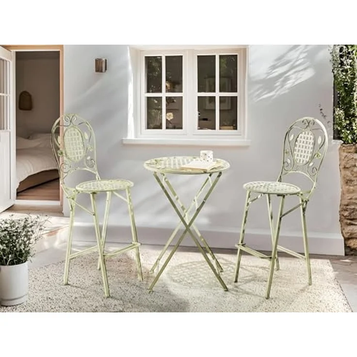 Beliani 'BIVIO' Gartenbar Set, klappbar, Metall Hellgrün – Bild 2