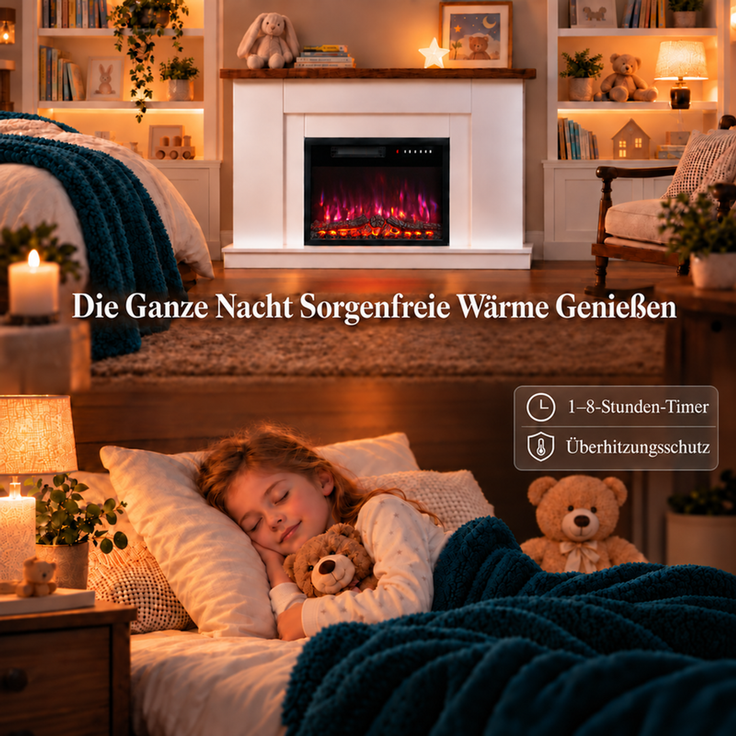 HOMAVO Elektrokamin mit Schrank, 23", 1000/2000W Heizung, 3D-Flammeneffekt , Schrankgröße: 139.5 × 37.5 × 21 cm, wahlweise mit Weihnachtsbaum – Bild 6
