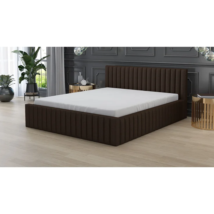 Polsterbett LOG-OM 120x200 ohne Matratze mit Bettkasten und Lattenrost. Farbe: BRAUN 16 – Bild 1